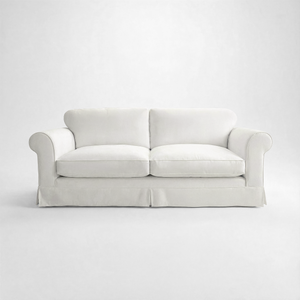Barton Large Sofa with Big Back Cushions in Cotton Linen Cool Coconut - Made To Order