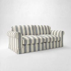 Barton Large Sofa with Big Back Cushions in Garden Grey Stripe - Made To Order