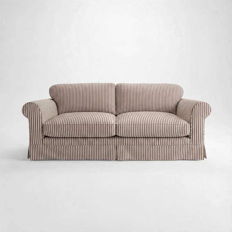 Barton Large Sofa with Big Back Cushions in Narrow Chocolate Stripe - Made To Order