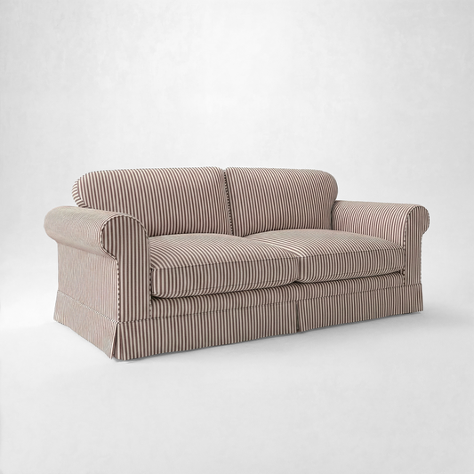 Barton Large Sofa with Big Back Cushions in Narrow Chocolate Stripe - Made To Order