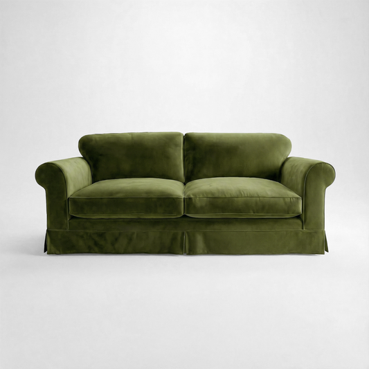 Barton Large Sofa with Big Back Cushions in Pelham Moss Velvet - Made To Order