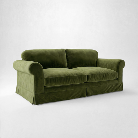 Barton Large Sofa with Big Back Cushions in Pelham Moss Velvet - Made To Order
