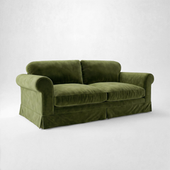Barton Large Sofa with Big Back Cushions in Pelham Moss Velvet - Made To Order