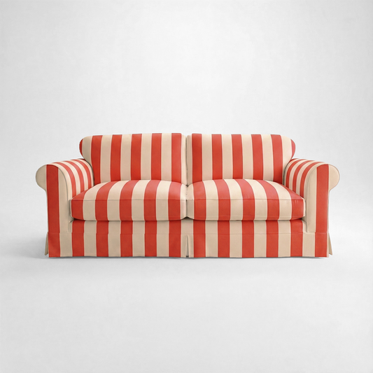 Barton Large Sofa with Big Back Cushions in Petunia Stripe - Made To Order