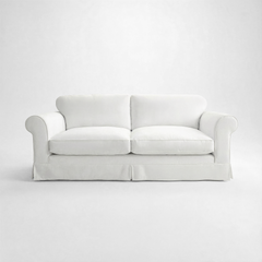 Barton Large Sofa with Big Back Cushions in Cotton Linen Snowdrop - Made To Order