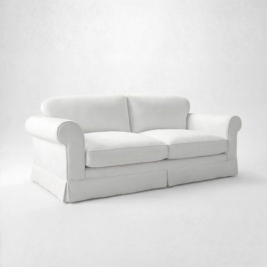 Barton Large Sofa with Big Back Cushions in Cotton Linen Snowdrop - Made To Order