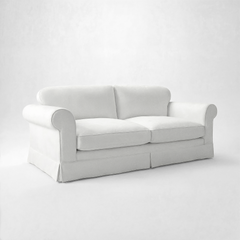 Barton Large Sofa with Big Back Cushions in Cotton Linen Snowdrop - Made To Order