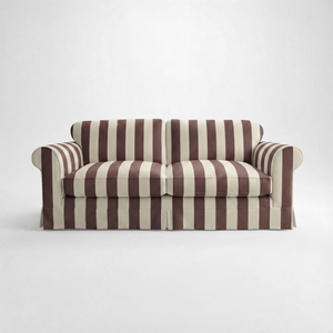 Barton Large Sofa with Big Back Cushions in Chocolate Stripe - Made To Order