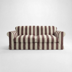 Barton Large Sofa with Big Back Cushions in Chocolate Stripe - Made To Order