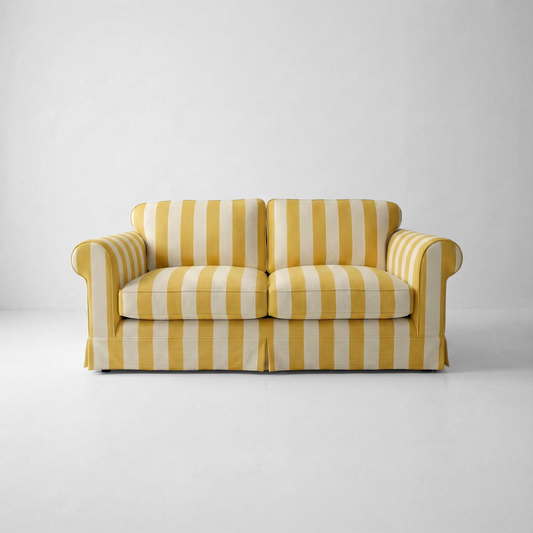 Barton 2-Seater Sofa with Big Back Cushions in Dandelion Stripe