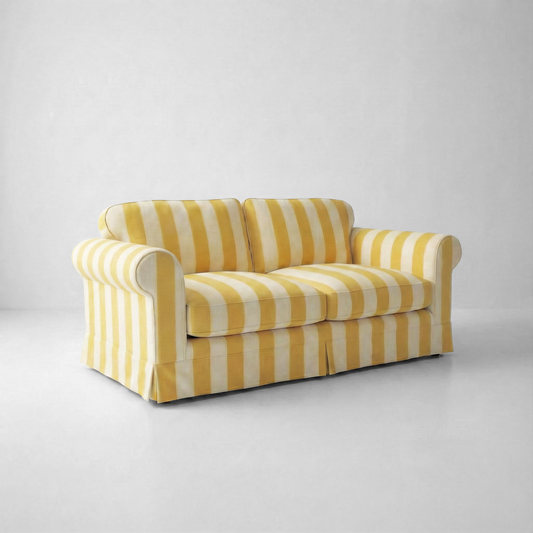 Barton 2-Seater Sofa with Big Back Cushions in Dandelion Stripe