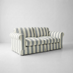 Barton 2-Seater Sofa with Big Back Cushions in Garden Grey Stripe - Made to Order