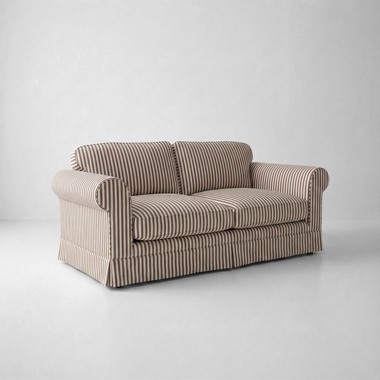 Barton 2-Seater Sofa with Big Back Cushions in Narrow Chocolate Stripe