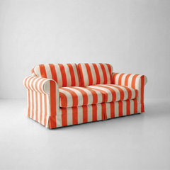 Barton 2-Seater Sofa with Big Back Cushions in Petunia Stripe