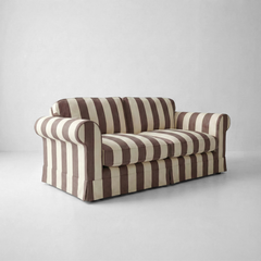 Barton 2-Seater Sofa with Big Back Cushions in Chocolate Stripe