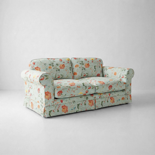 Barton 2-Seater Sofa with Big Back Cushions in Wildwood Duck Egg - Made to Order