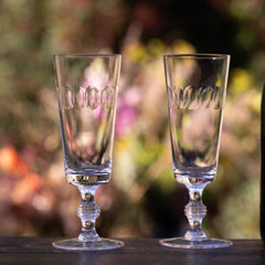 Four Champagne Flutes with Lens Design by Vintage List