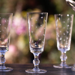 Four Champagne Flutes with Stars Design by Vintage List
