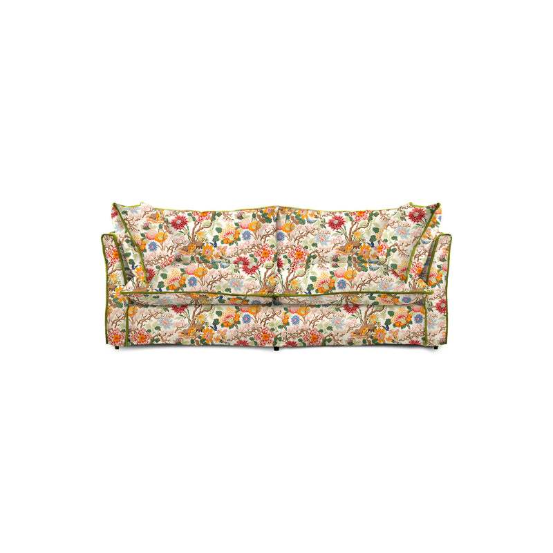 Coco 2.5 seater sofa with Contrast Piped Knife Edge cushion in GP & J Baker Magnolia Cream Blue - Made to Order