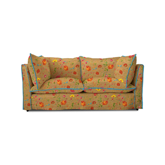 Coco 2.5 seater sofa with Contrast Piped Knife Edge cushion in Andrew Martin Wildwood Twig - Made to Order (Available for quick ship)