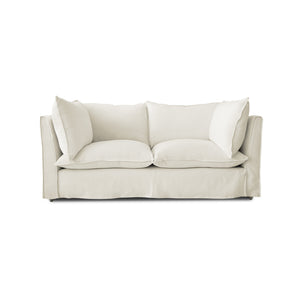 Coco 2.5 seater sofa bed with Self Piped Knife Edge cushion in Cotton Linen Cool Coconut - Made to Order