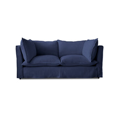 Coco 2.5 seater sofa bed with Self Piped Knife Edge cushion in Cotton Linen Inkspot - Made to Order