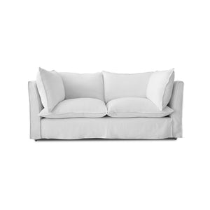 Coco 2.5 seater sofa bed with Self Piped Knife Edge cushion in Cotton Linen Snow Drop - Made to Order