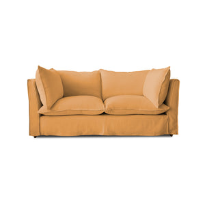Coco 2.5 seater sofa bed with Self Piped Knife Edge cushion in Cotton Linen Sunflower - Made to Order