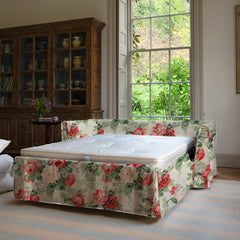 Coco 2.5 seater sofa bed with Knife Edge cushion in English Garden Classic Rose - Made to Order