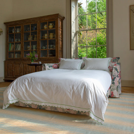 Coco 2.5 seater sofa bed with Knife Edge cushion in English Garden Classic Rose - Made to Order