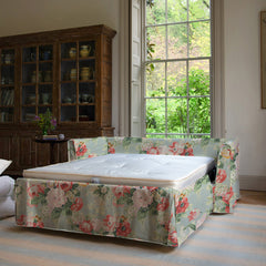 Coco 2.5 seater sofa bed with Knife Edge cushion in English Garden Grey Skies - Made to Order