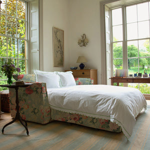 Coco 2.5 seater sofa bed with Knife Edge cushion in English Garden Grey Skies - Made to Order
