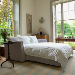 Coco 2.5 seater sofa bed with Self Piped Knife Edge cushion in Cotton Linen Sea Salt - Made to Order