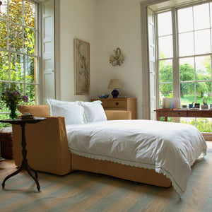 Coco 2.5 seater sofa bed with Self Piped Knife Edge cushion in Cotton Linen Sunflower - Made to Order