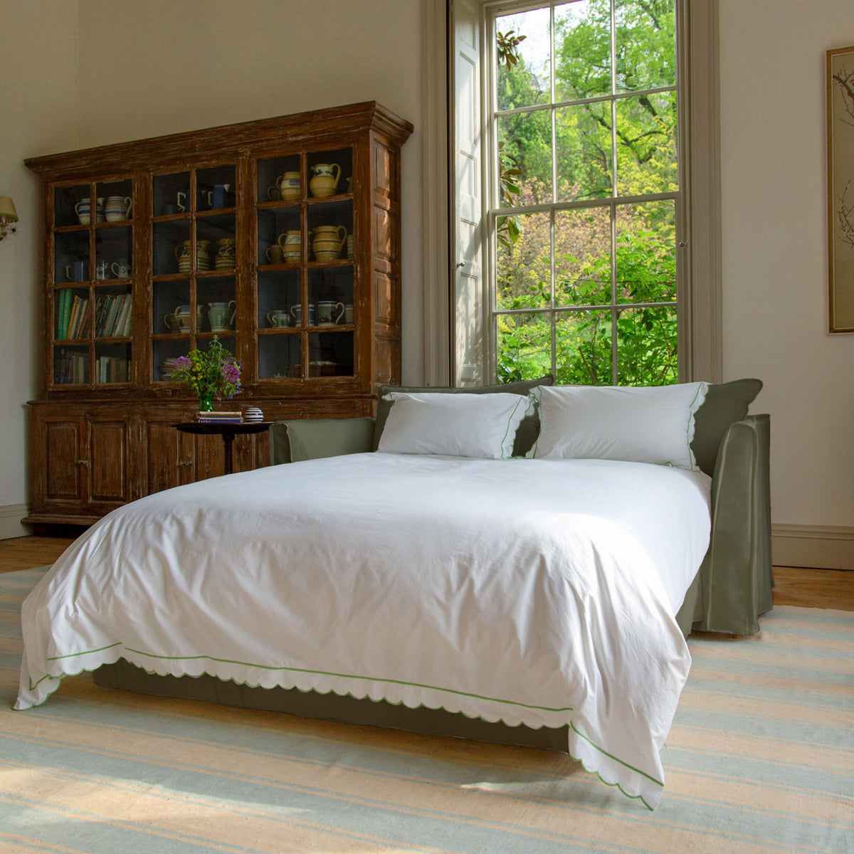 Coco 2.5 Seater Sofa Bed in Sage Linen - Made to Order