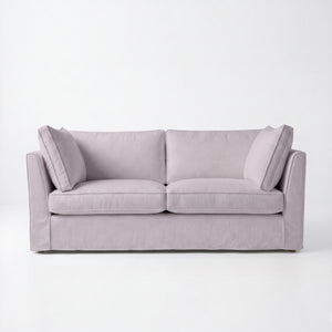 Coco 2.5 seater sofa with Self Piped Box Edge cushion in Cotton Linen Sea Salt - Made to Order