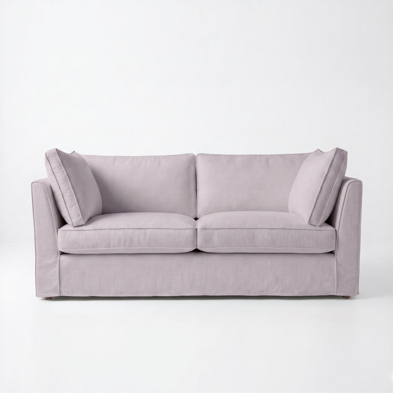 Coco 2.5 seater sofa with Self Piped Box Edge cushion in Cotton Linen Sea Salt - Made to Order