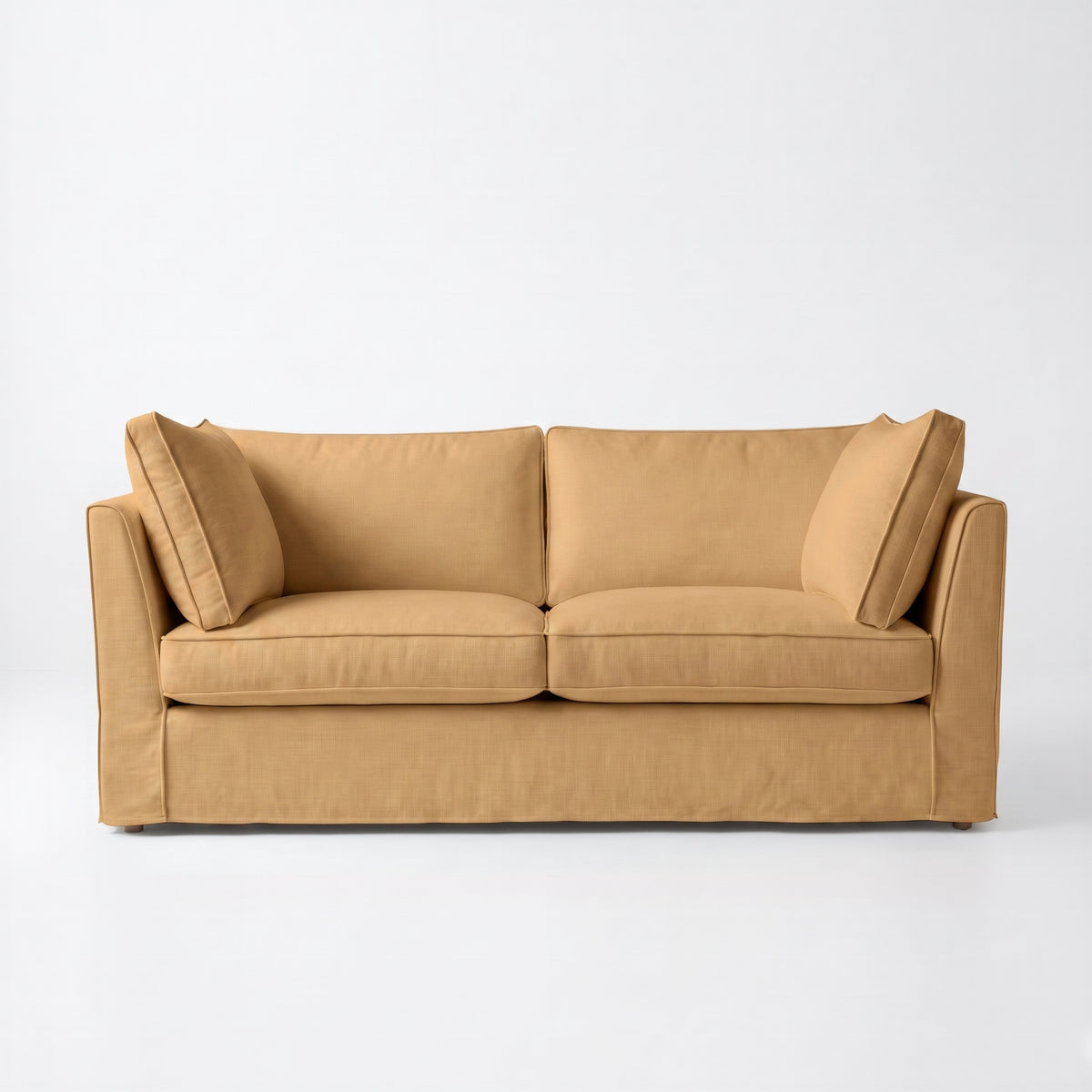 Coco 2.5 seater sofa with Self Piped Box Edge cushion in Cotton Linen Sunflower - Made to Order