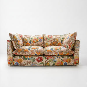 Coco 2.5 seater sofa with Self Piped Knife Edge cushion in GP & J Baker Magnolia Cream Blue - Made to Order