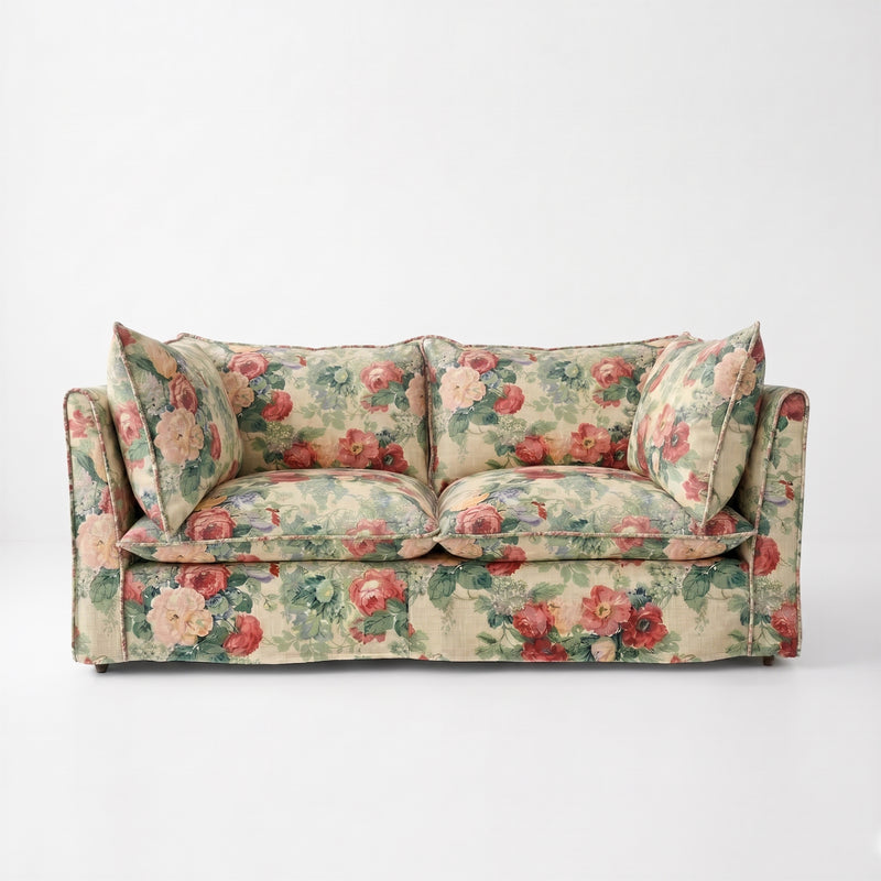 Coco 2.5 seater sofa with Knife Edge cushion in English Garden Classic Rose - Made to Order