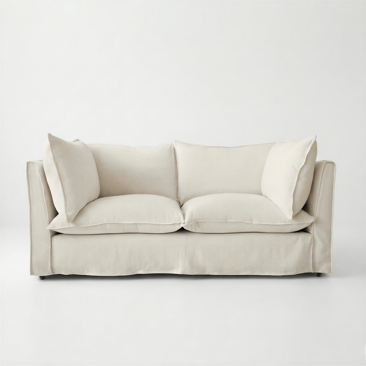 Coco 2.5 seater sofa with Self Piped Knife Edge cushion in Cotton Linen Cool Coconut - Made to Order