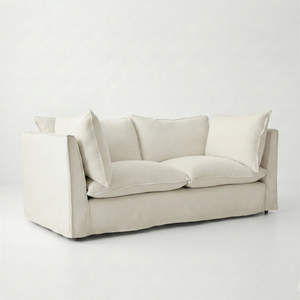 Coco 2.5 seater sofa with Self Piped Knife Edge cushion in Cotton Linen Cool Coconut - Made to Order
