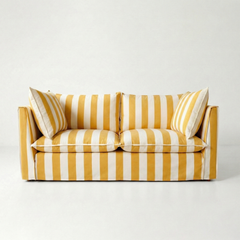 Coco 2.5 seater sofa with Knife Edge cushion in Stripe Dandelion - Made To Order