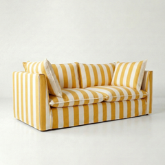 Coco 2.5 seater sofa with Knife Edge cushion in Stripe Dandelion - Made To Order