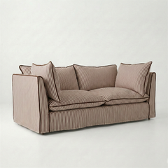 Coco 2.5 seater sofa with Knife Edge cushion in Narrow Chocolate Stripes - Made To Order