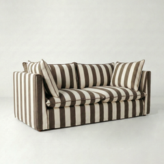 Coco 2.5 seater sofa with Knife Edge cushion in Stripe Chocolate - Made To Order