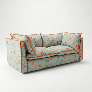 Coco 2.5 seater sofa with Contrast Piped Knife Edge cushion in Andrew Martin Wildwood Duck Egg - Made to Order