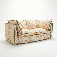 Coco 2.5 seater sofa with Contrast Piped Knife Edge cushion in Andrew Martin Wildwood Ivory - Made to order