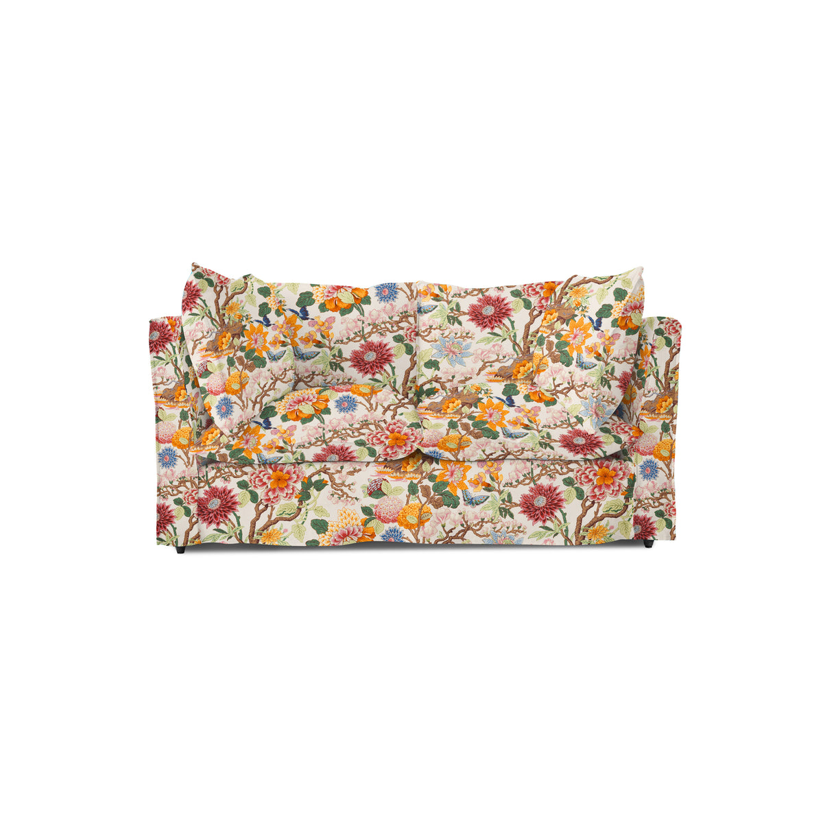 Coco 2 seater sofa with Self Piped Knife Edge cushion in GP & J Baker Magnolia Cream Blue - Made to order