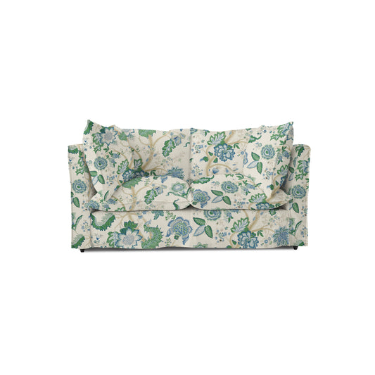Coco 2 seater sofa with Knife Edge cushion in Kitty Blue Green - Made to order (Available for quick ship)